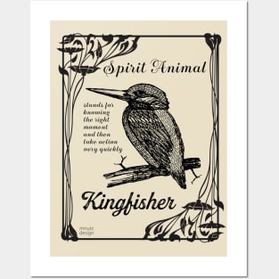 Spirit Animal - Kingfisher - black Posters and Art